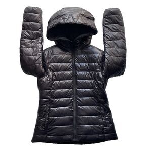 Zara Womens Black Reversible Insulated Hooded Full Zip Puffer Jacket Size M